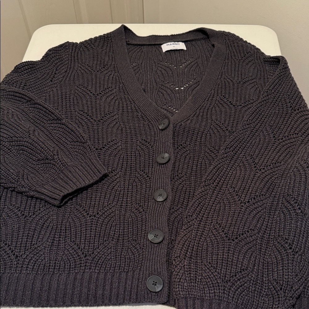 NWT Summer Essential Charcoal Knit Old School Style Button Down Cardigan XXL - Picture 4 of 12